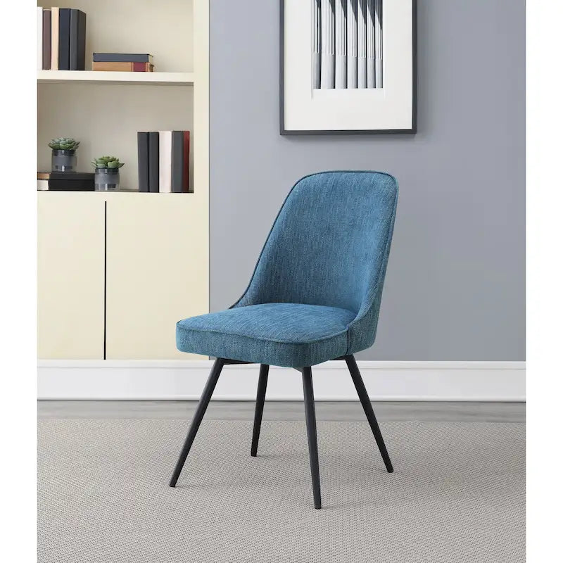360-Degree Swivel Dining Chair with Cushioned Seat and Powder-Coated Metal Legs