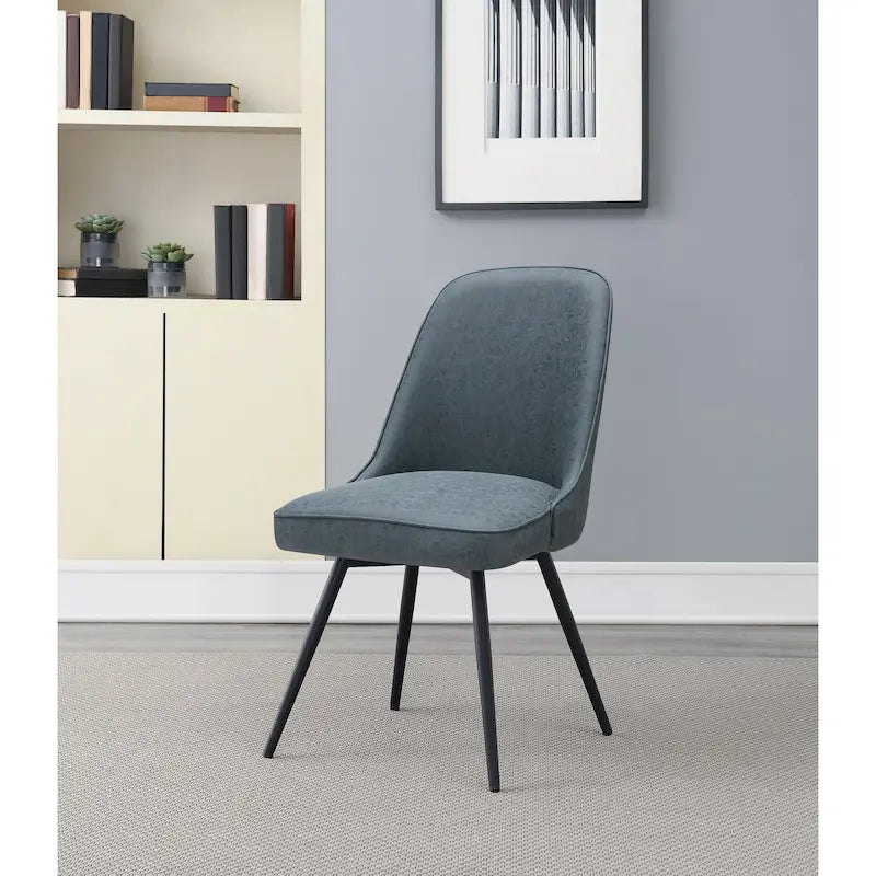 360-Degree Swivel Dining Chair with Cushioned Seat and Powder-Coated Metal Legs