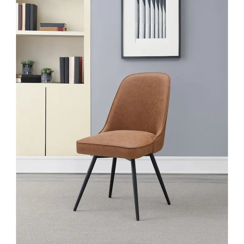 360-Degree Swivel Dining Chair with Cushioned Seat and Powder-Coated Metal Legs