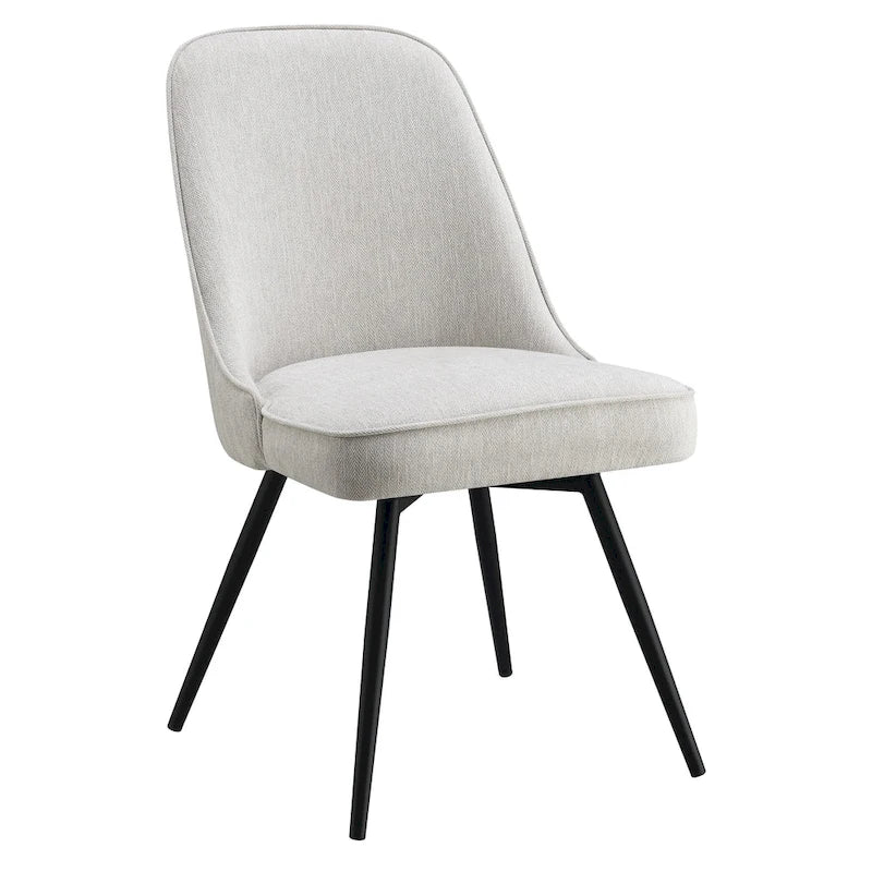 360-Degree Swivel Dining Chair with Cushioned Seat and Powder-Coated Metal Legs