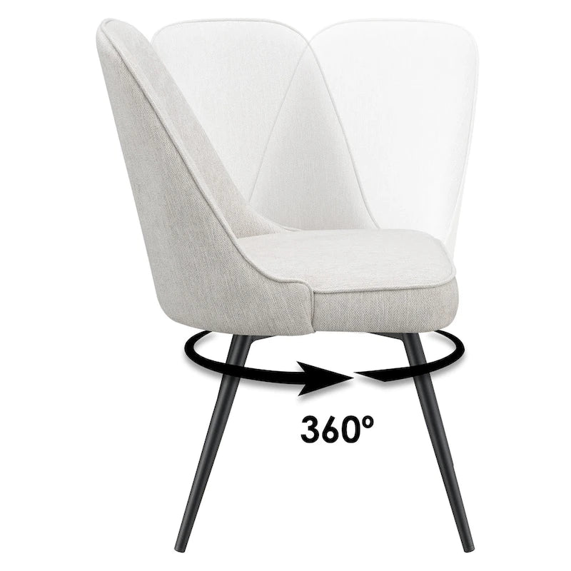 360-Degree Swivel Dining Chair with Cushioned Seat and Powder-Coated Metal Legs