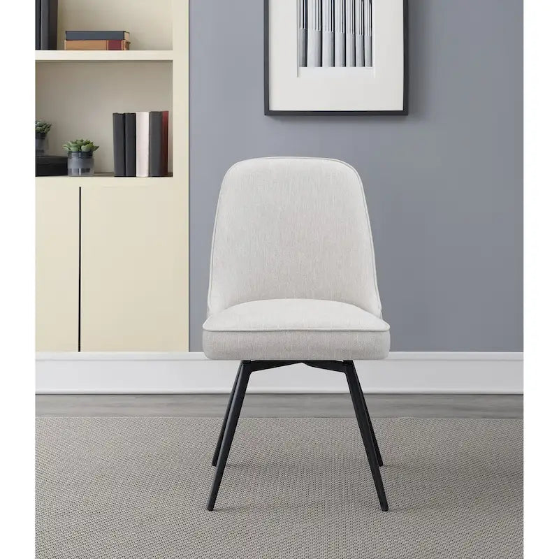 360-Degree Swivel Dining Chair with Cushioned Seat and Powder-Coated Metal Legs
