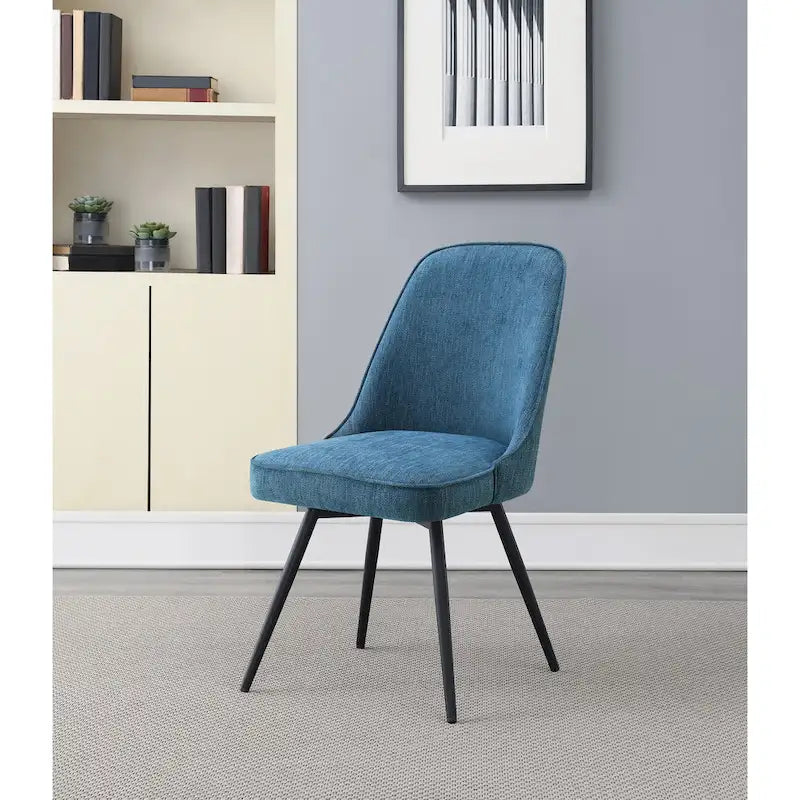 360-Degree Swivel Dining Chair with Cushioned Seat and Powder-Coated Metal Legs