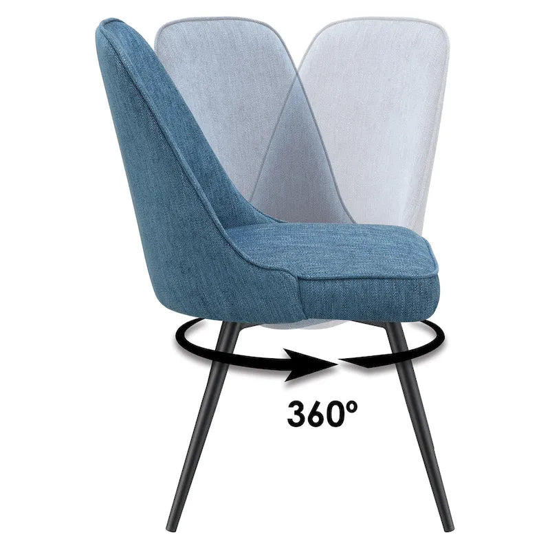 360-Degree Swivel Dining Chair with Cushioned Seat and Powder-Coated Metal Legs