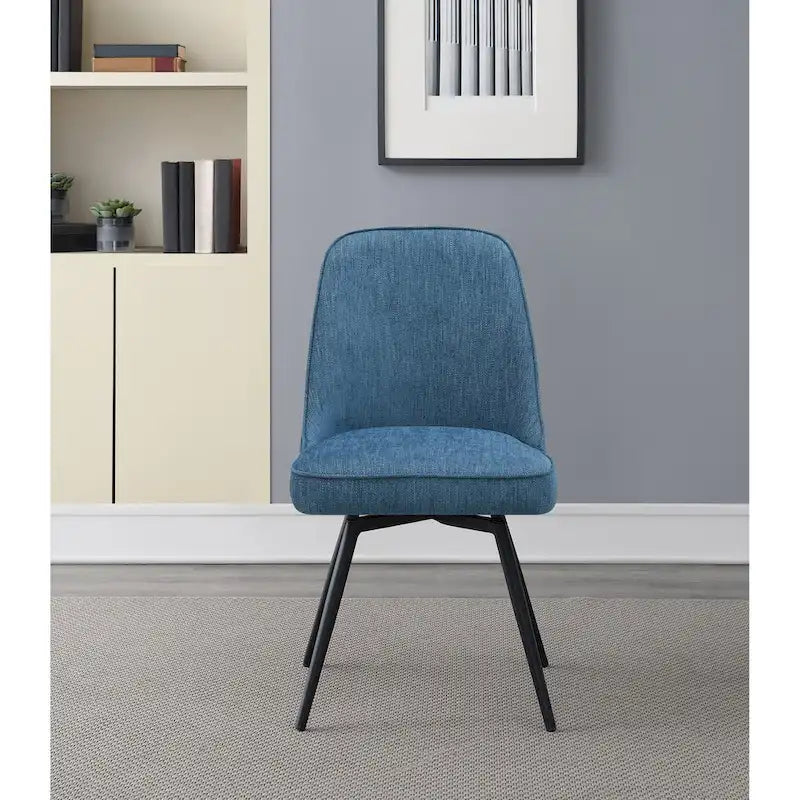 360-Degree Swivel Dining Chair with Cushioned Seat and Powder-Coated Metal Legs