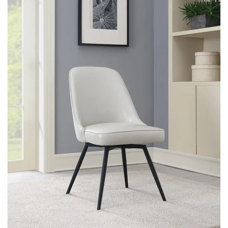 360-Degree Swivel Dining Chair with Cushioned Seat and Powder-Coated Metal Legs