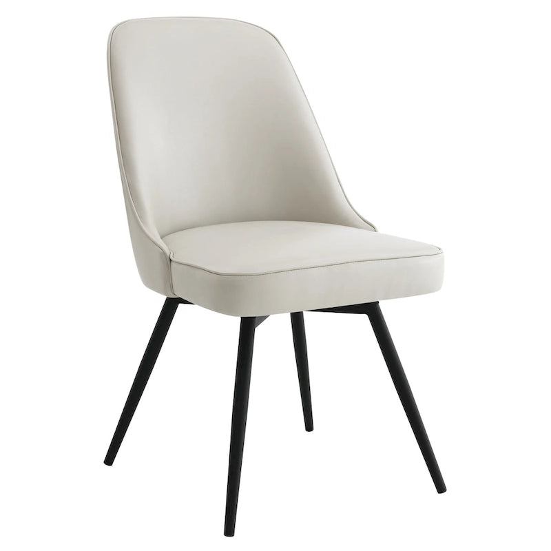 360-Degree Swivel Dining Chair with Cushioned Seat and Powder-Coated Metal Legs