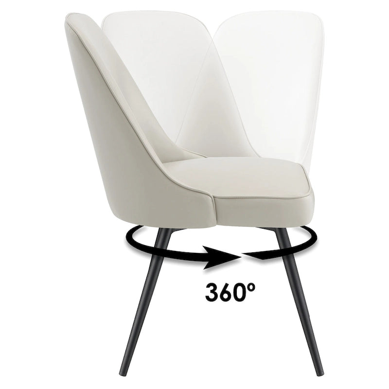 360-Degree Swivel Dining Chair with Cushioned Seat and Powder-Coated Metal Legs