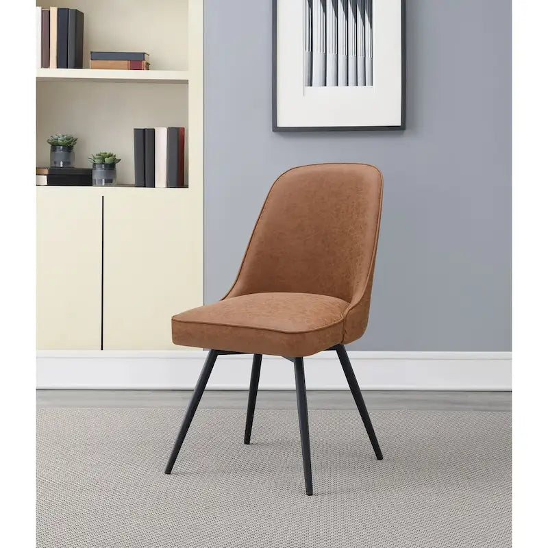 360-Degree Swivel Dining Chair with Cushioned Seat and Powder-Coated Metal Legs