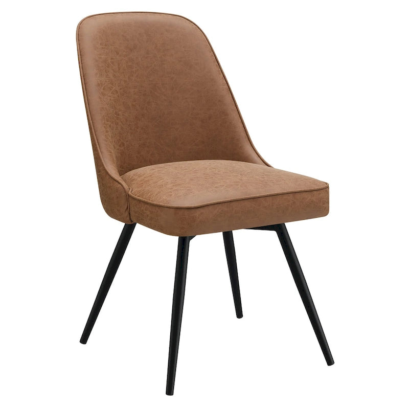 360-Degree Swivel Dining Chair with Cushioned Seat and Powder-Coated Metal Legs