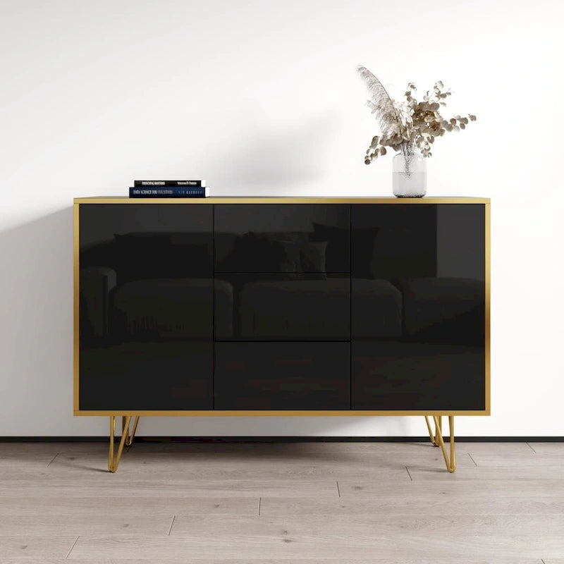 55-Inch Modern High-Gloss Sideboard Buffet Credenza for Living Room Storage