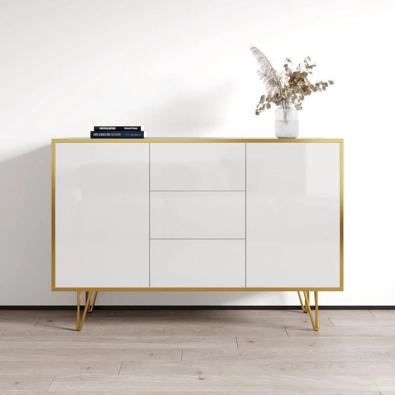 55-Inch Modern High-Gloss Sideboard Buffet Credenza for Living Room Storage
