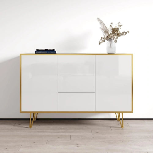 55-Inch Modern High-Gloss Sideboard Buffet Credenza for Living Room Storage