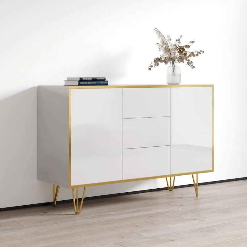 55-Inch Modern High-Gloss Sideboard Buffet Credenza for Living Room Storage