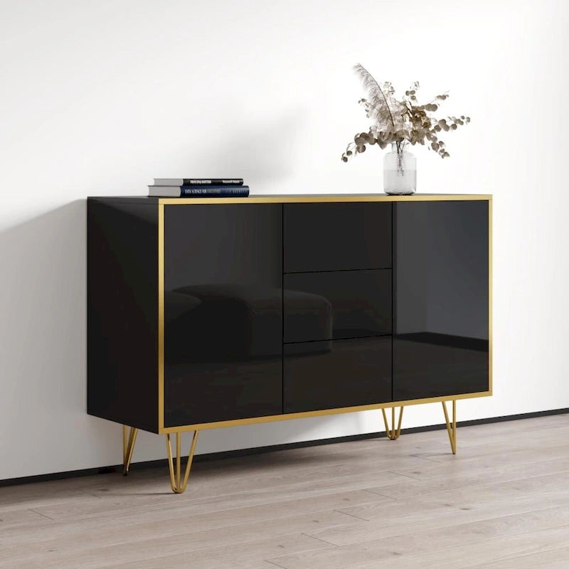 55-Inch Modern High-Gloss Sideboard Buffet Credenza for Living Room Storage