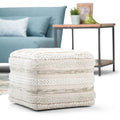 Pouf quadrato boho in cotone tessuto a mano - 18x18x14 pollici