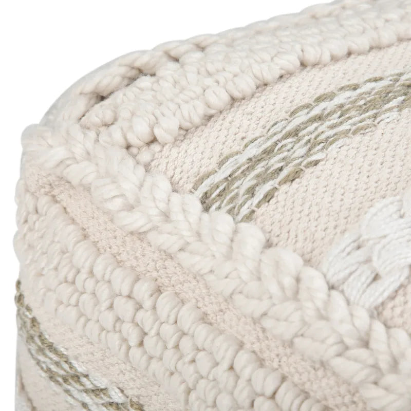 Boho Square Pouf in Handloom Woven Cotton - 18x18x14 Inches