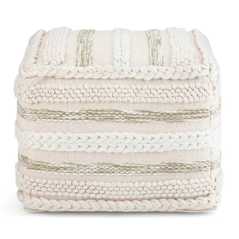 Pouf quadrato boho in cotone tessuto a mano - 18x18x14 pollici