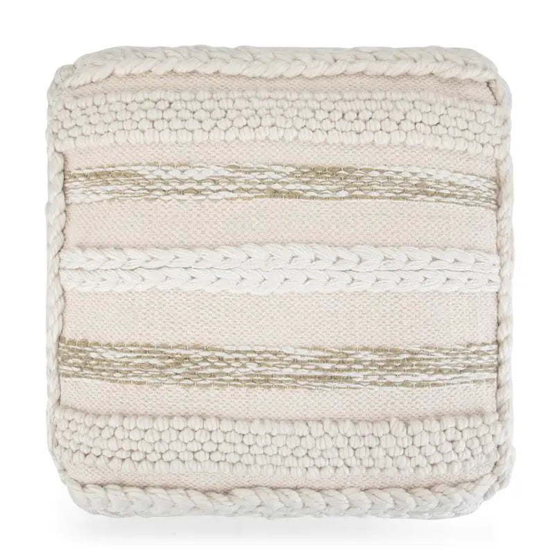 Pouf quadrato boho in cotone tessuto a mano - 18x18x14 pollici