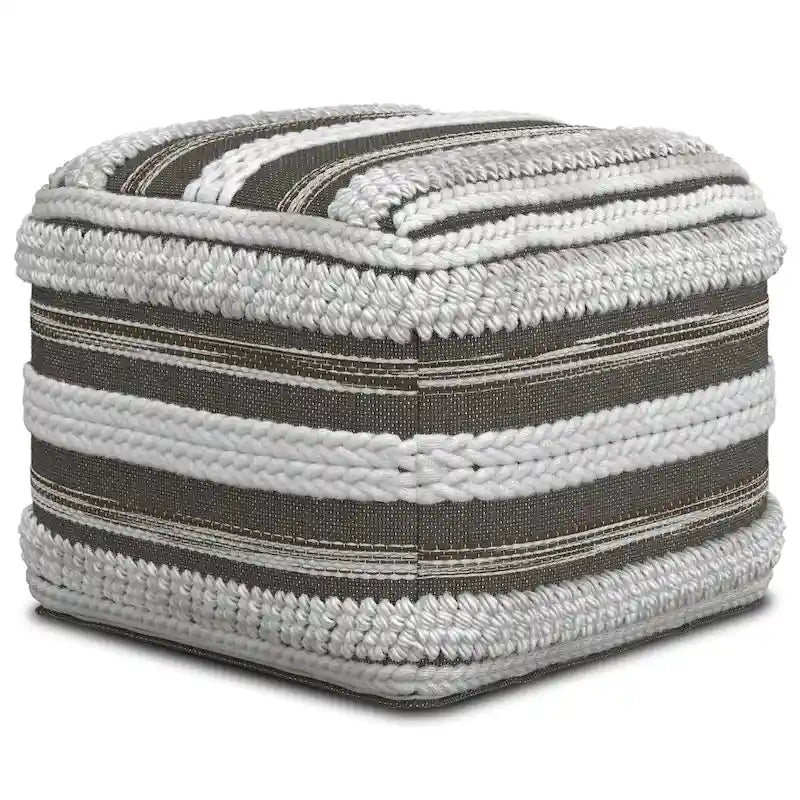 Pouf quadrato boho in cotone tessuto a mano - 18x18x14 pollici