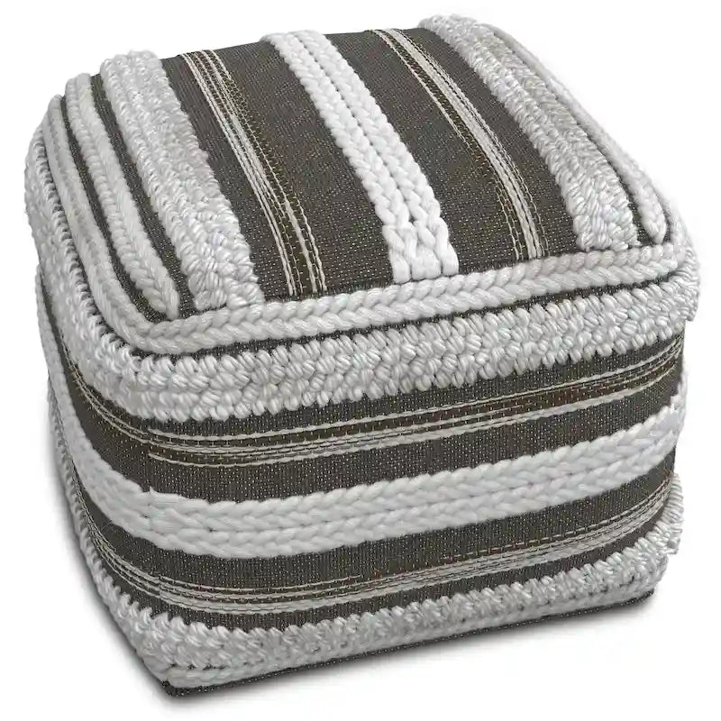 Pouf quadrato boho in cotone tessuto a mano - 18x18x14 pollici