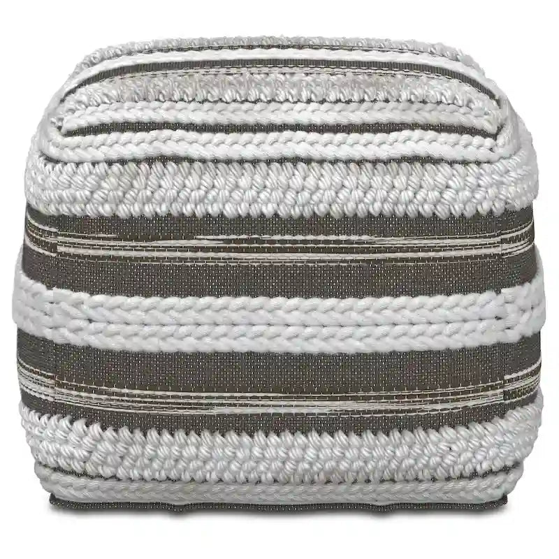Pouf quadrato boho in cotone tessuto a mano - 18x18x14 pollici