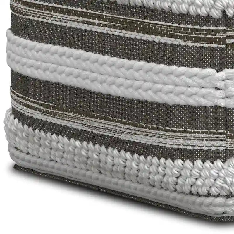 Pouf quadrato boho in cotone tessuto a mano - 18x18x14 pollici