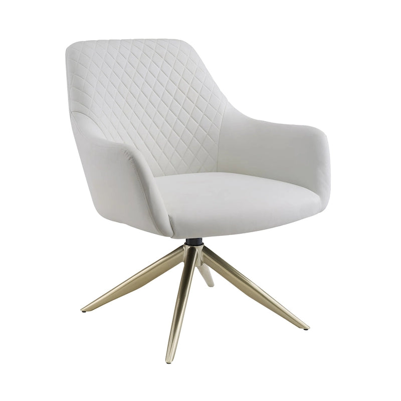 Faux Leather Swivel Accent Arm Chair with Golden Base