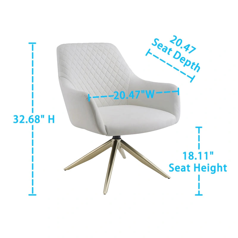 Faux Leather Swivel Accent Arm Chair with Golden Base