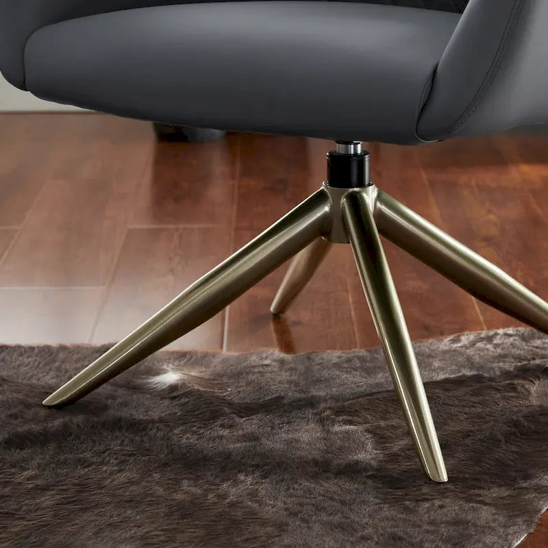 Faux Leather Swivel Accent Arm Chair with Golden Base