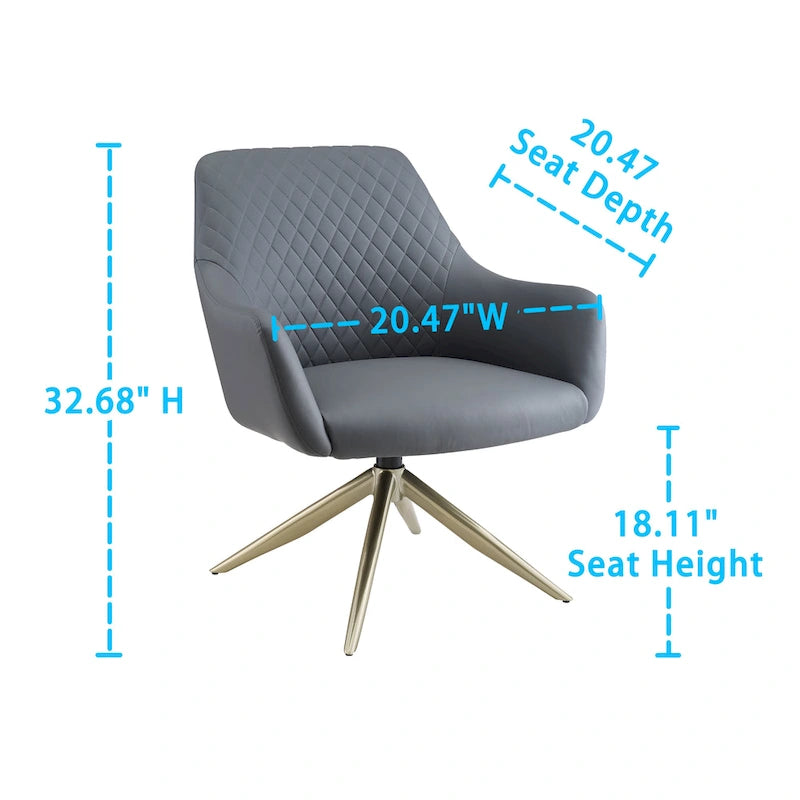 Faux Leather Swivel Accent Arm Chair with Golden Base