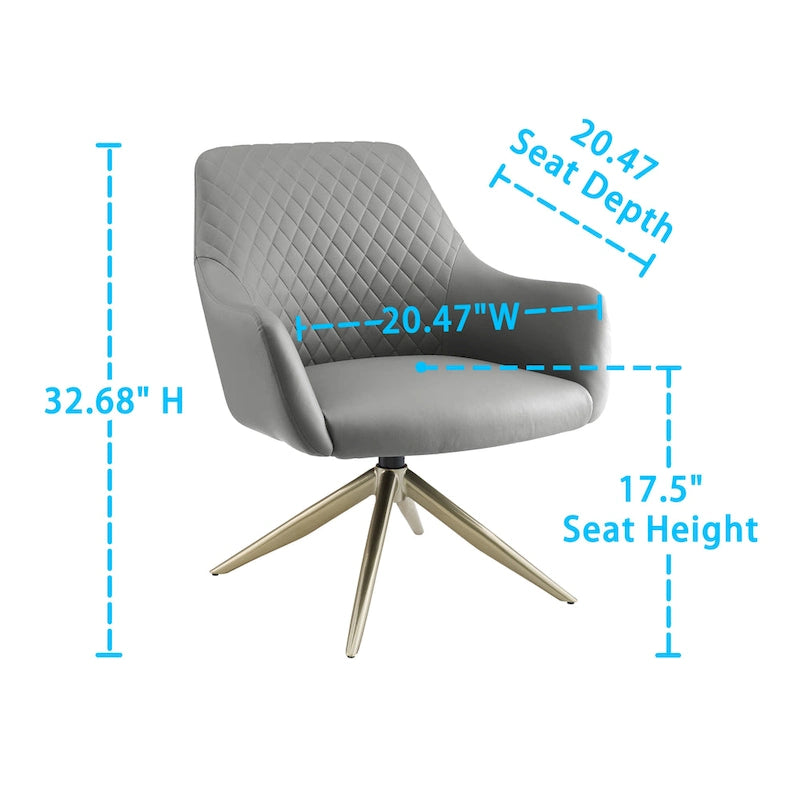 Faux Leather Swivel Accent Arm Chair with Golden Base