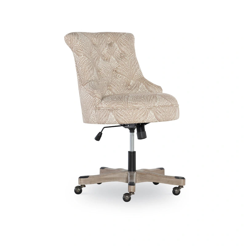 Button-Tufted Swivel Office Chair with Nailhead Accents and Adjustable Height