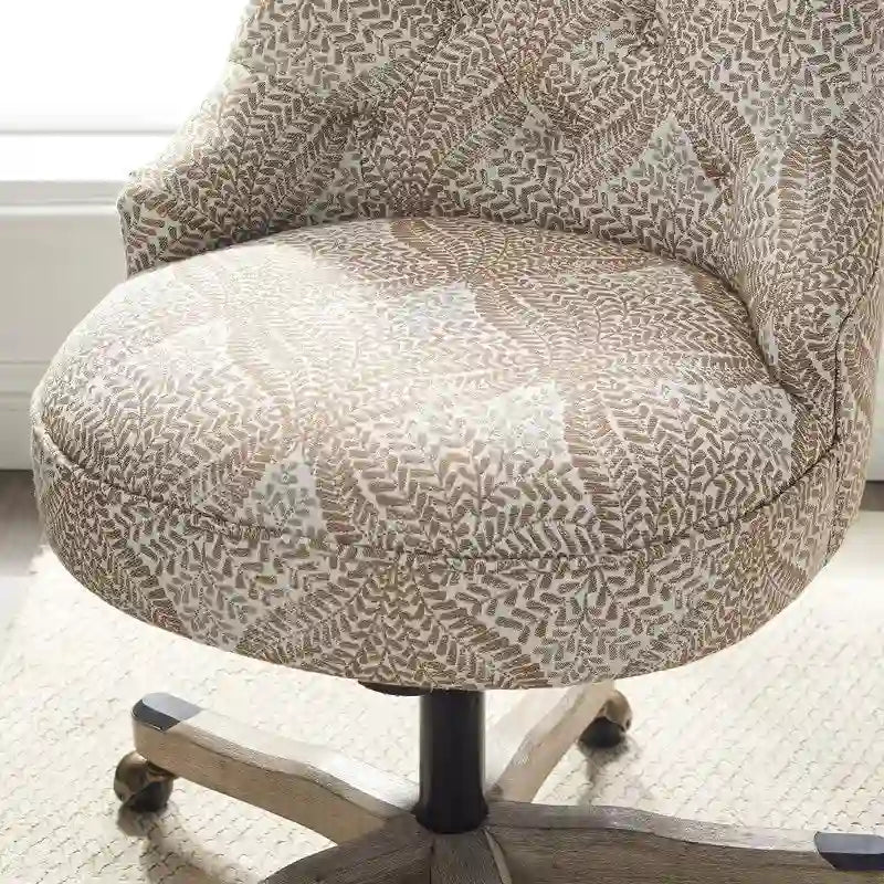 Button-Tufted Swivel Office Chair with Nailhead Accents and Adjustable Height
