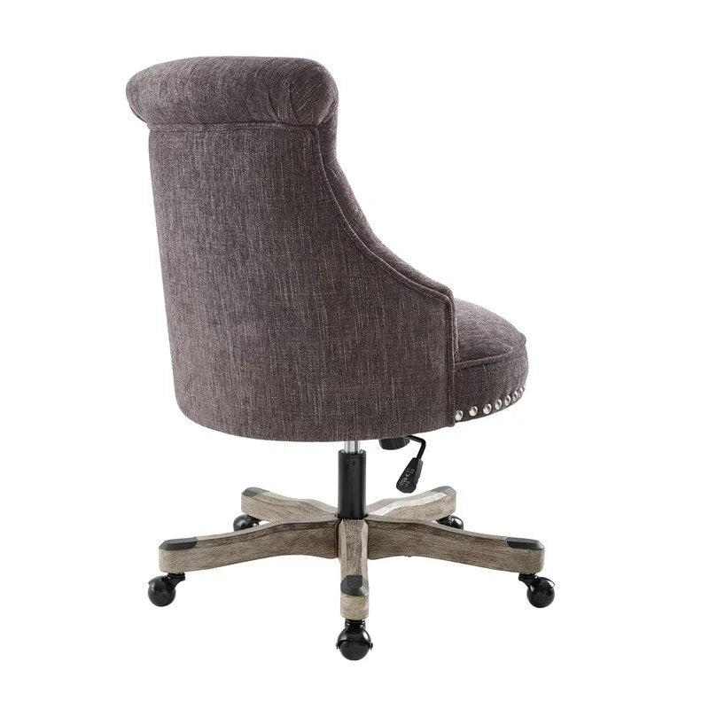 Button-Tufted Swivel Office Chair with Nailhead Accents and Adjustable Height