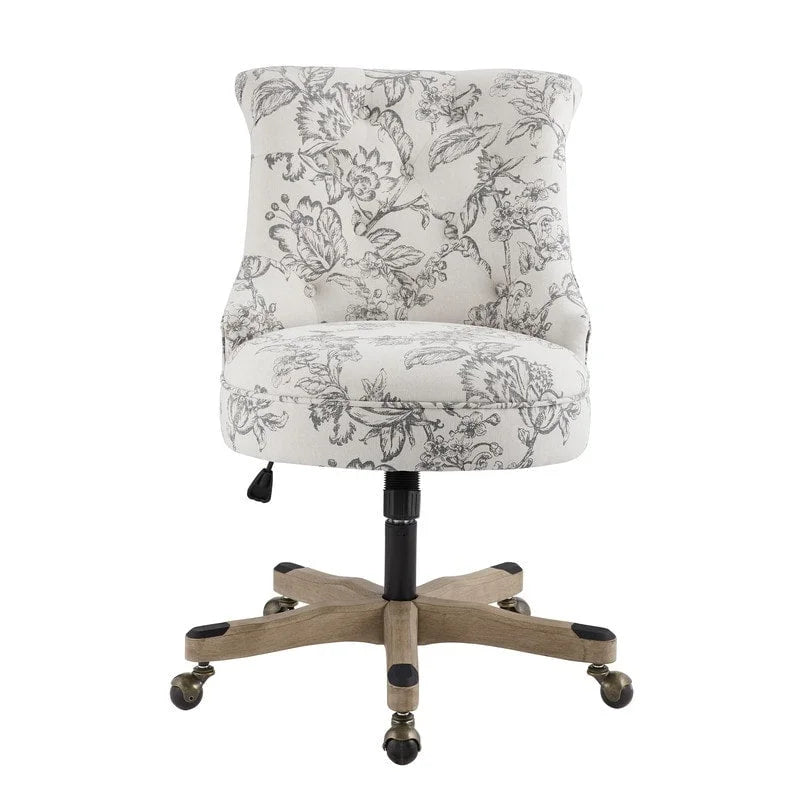 Button-Tufted Swivel Office Chair with Nailhead Accents and Adjustable Height