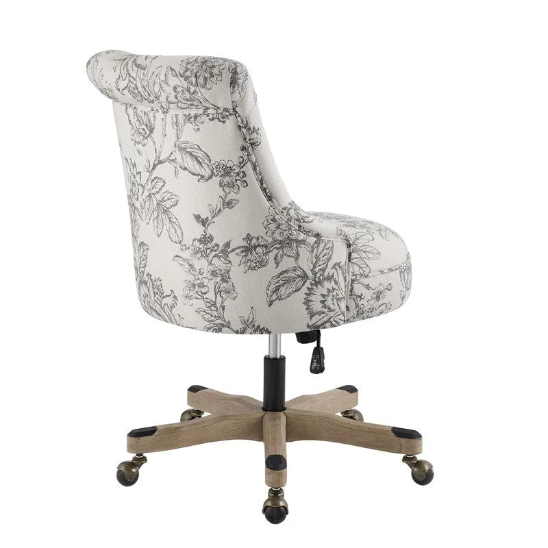 Button-Tufted Swivel Office Chair with Nailhead Accents and Adjustable Height