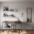 Solid Acacia Wood Industrial Office Desk with Keyboard Tray