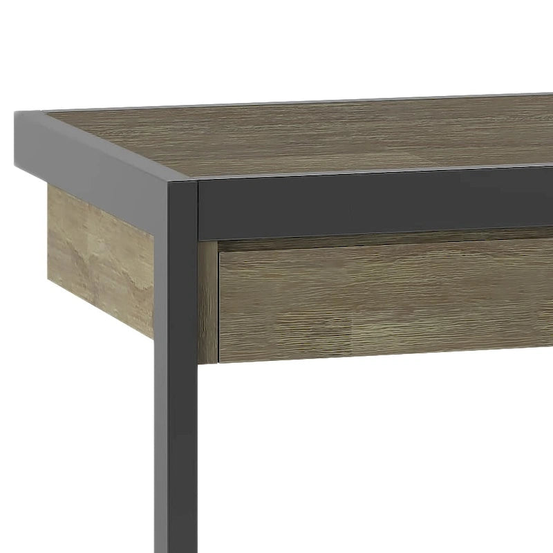 Solid Acacia Wood Industrial Office Desk with Keyboard Tray