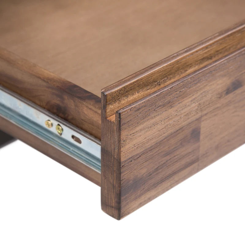 Solid Acacia Wood Industrial Office Desk with Keyboard Tray
