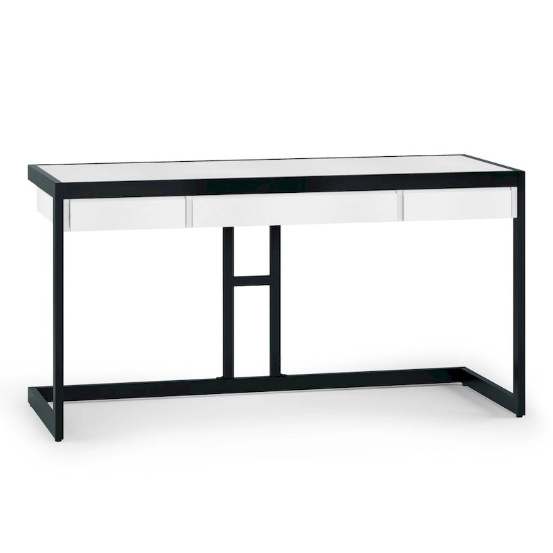 Solid Acacia Wood Industrial Office Desk with Keyboard Tray
