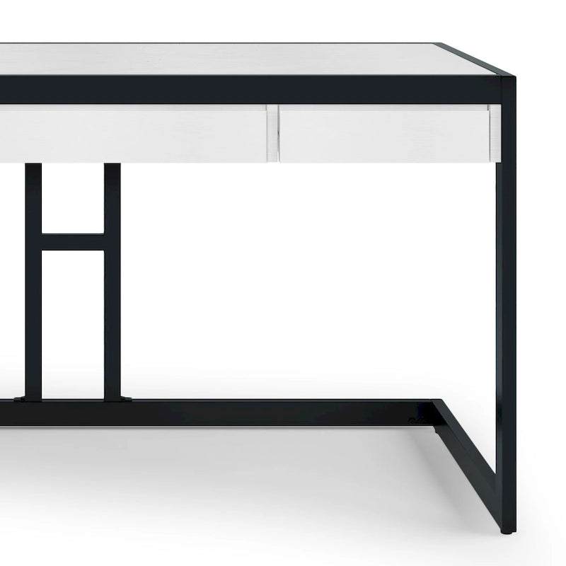 Solid Acacia Wood Industrial Office Desk with Keyboard Tray