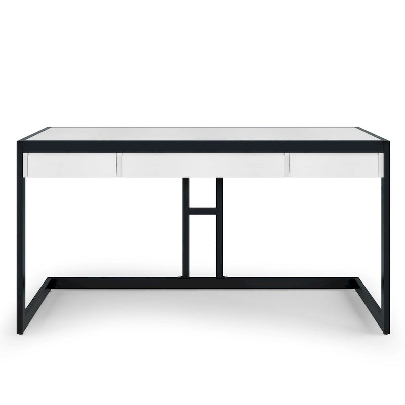 Solid Acacia Wood Industrial Office Desk with Keyboard Tray