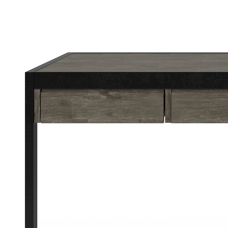 Solid Acacia Wood Industrial Office Desk with Keyboard Tray