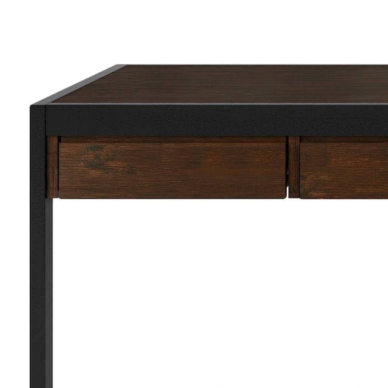 Solid Acacia Wood Industrial Office Desk with Keyboard Tray