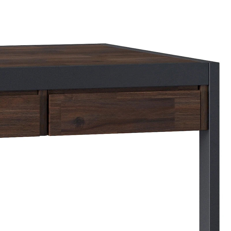 Solid Acacia Wood Industrial Office Desk with Keyboard Tray