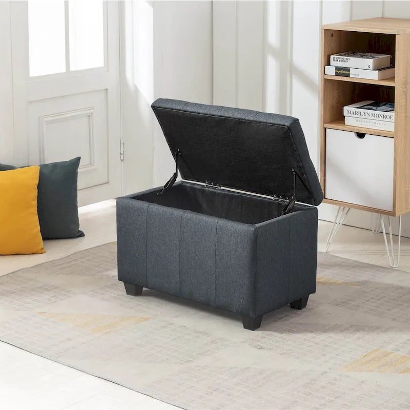 Fabric Flip-Top Storage Bench with Tufted Padded Seat - 27.5 Inches Wide