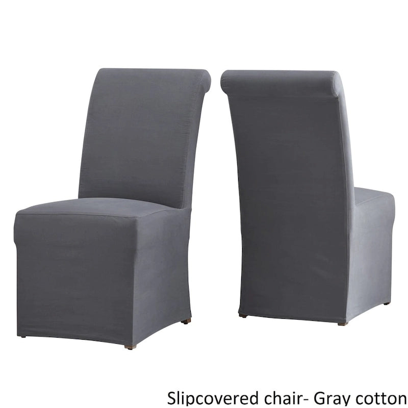 Farmhouse Rolled Back Parsons Dining Chairs with Optional Slipcovers - Set of 2