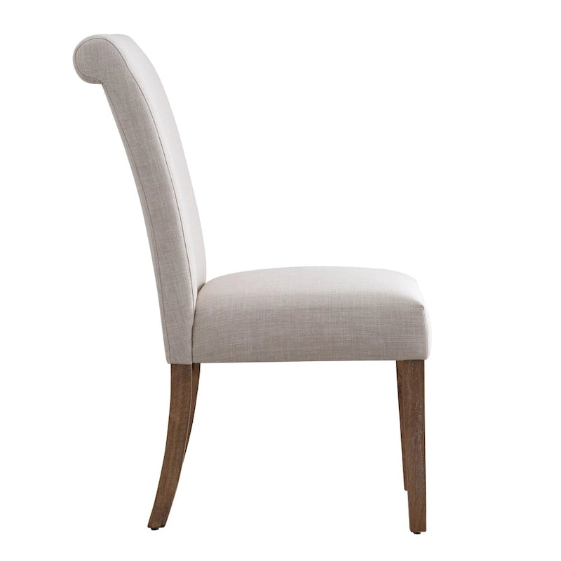 Farmhouse Rolled Back Parsons Dining Chairs with Optional Slipcovers - Set of 2