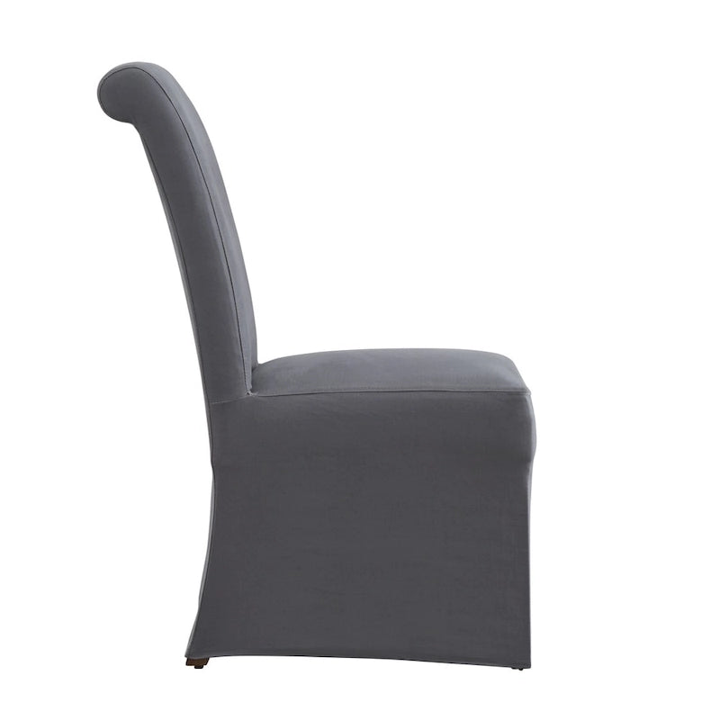 Farmhouse Rolled Back Parsons Dining Chairs with Optional Slipcovers - Set of 2